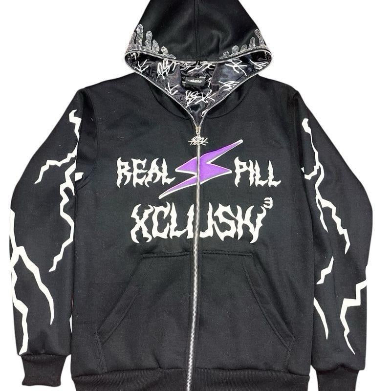 Satin "Real Spill Xclusive" Full-Zip Hoodie