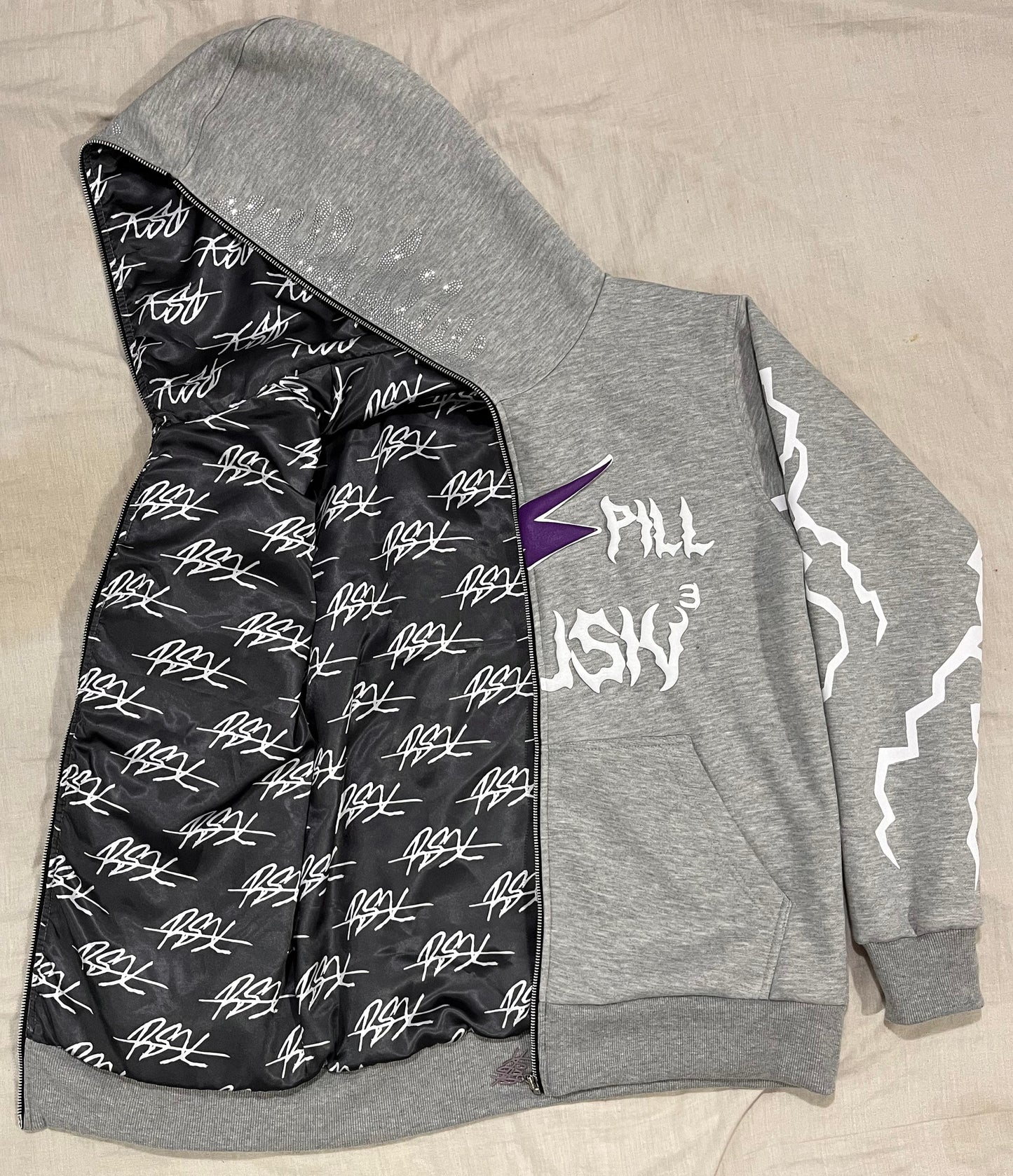 Satin "Real Spill Xclusive" Full-Zip Hoodie
