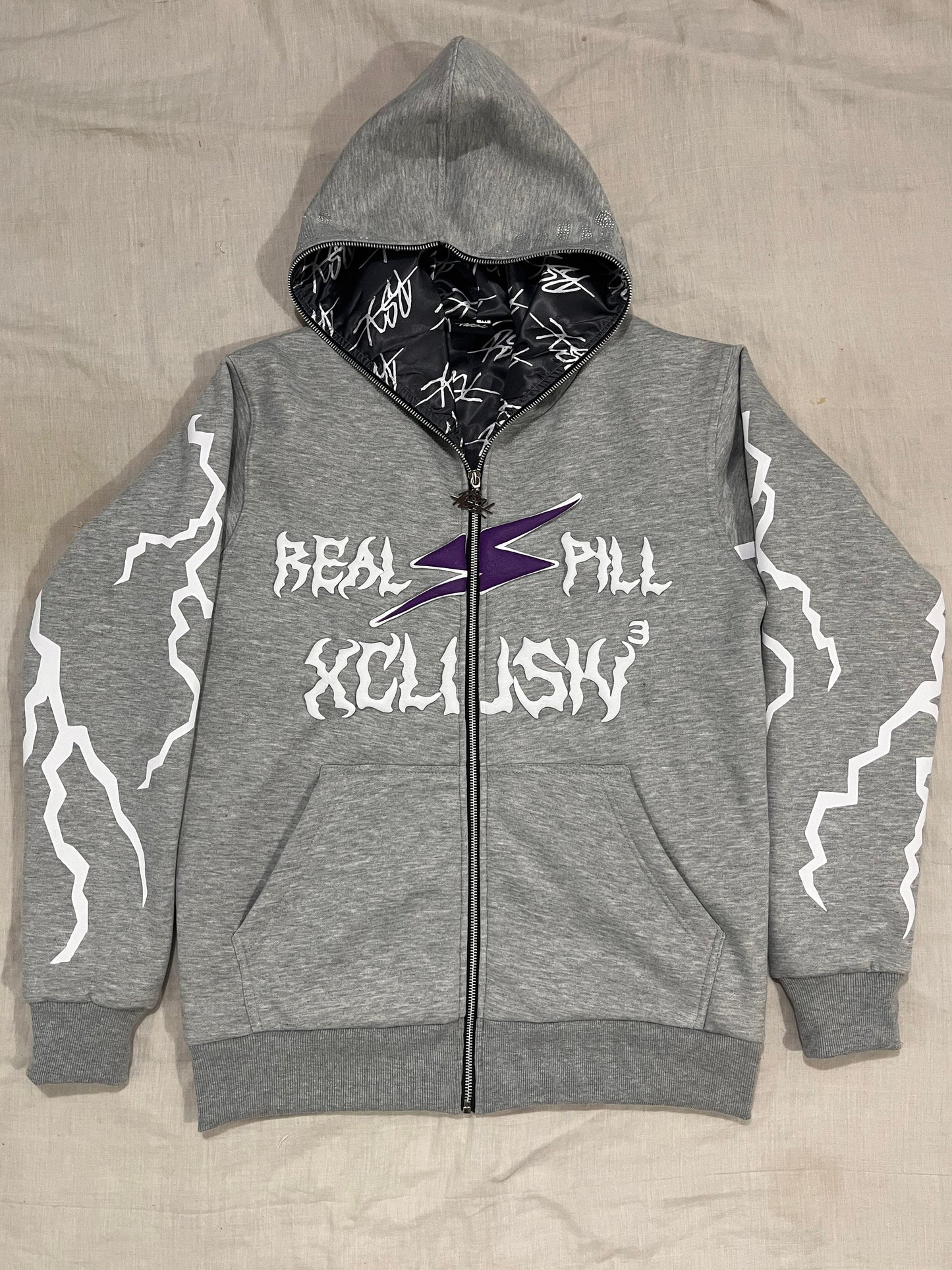 Satin "Real Spill Xclusive" Full-Zip Hoodie