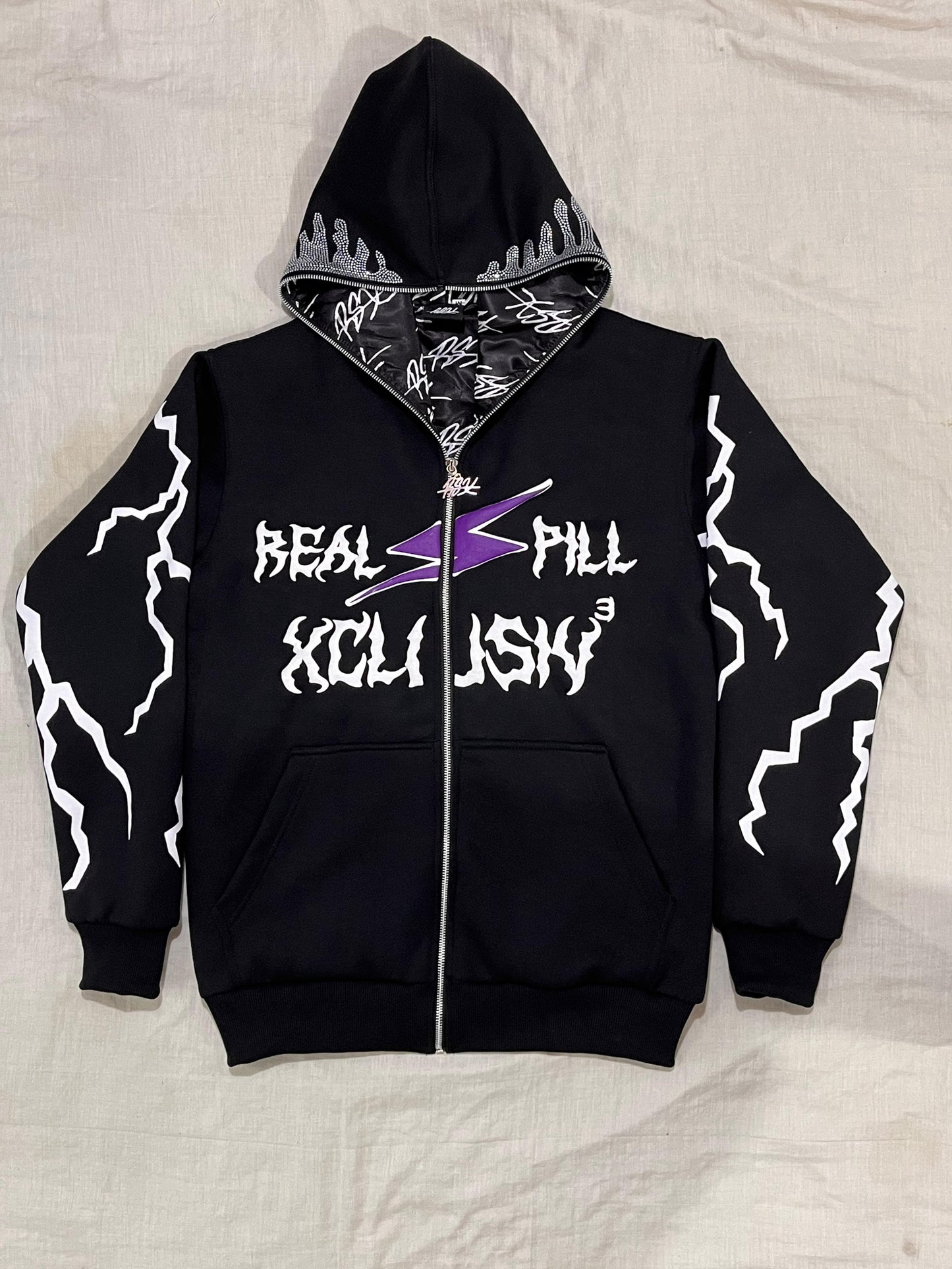 Satin "Real Spill Xclusive" Full-Zip Hoodie