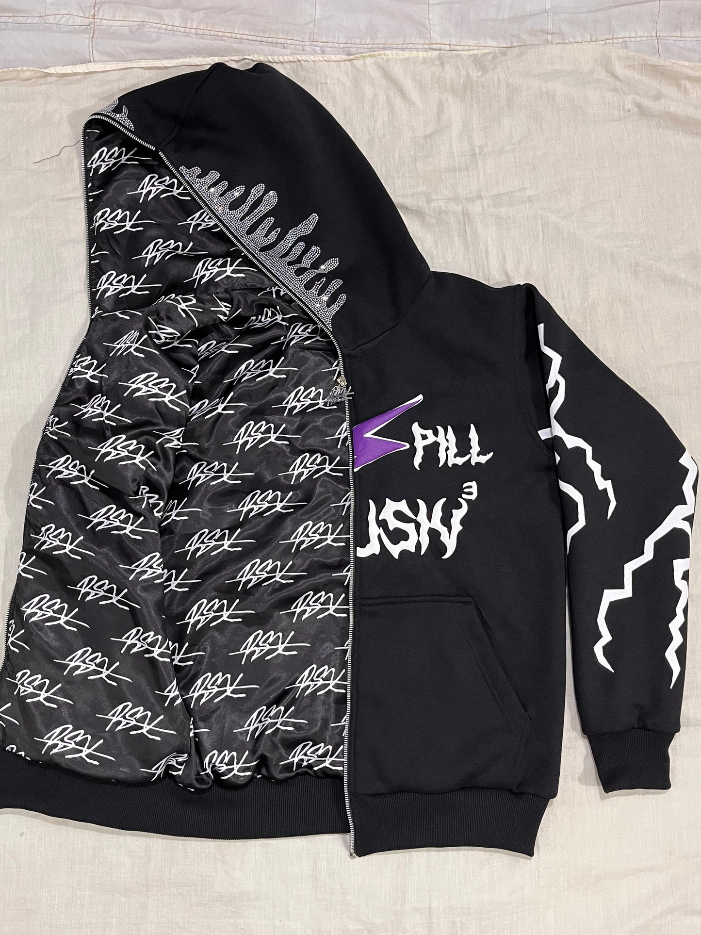 Satin "Real Spill Xclusive" Full-Zip Hoodie